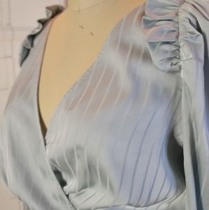 LEYDEN Powder Blue Silk-Like Blouse